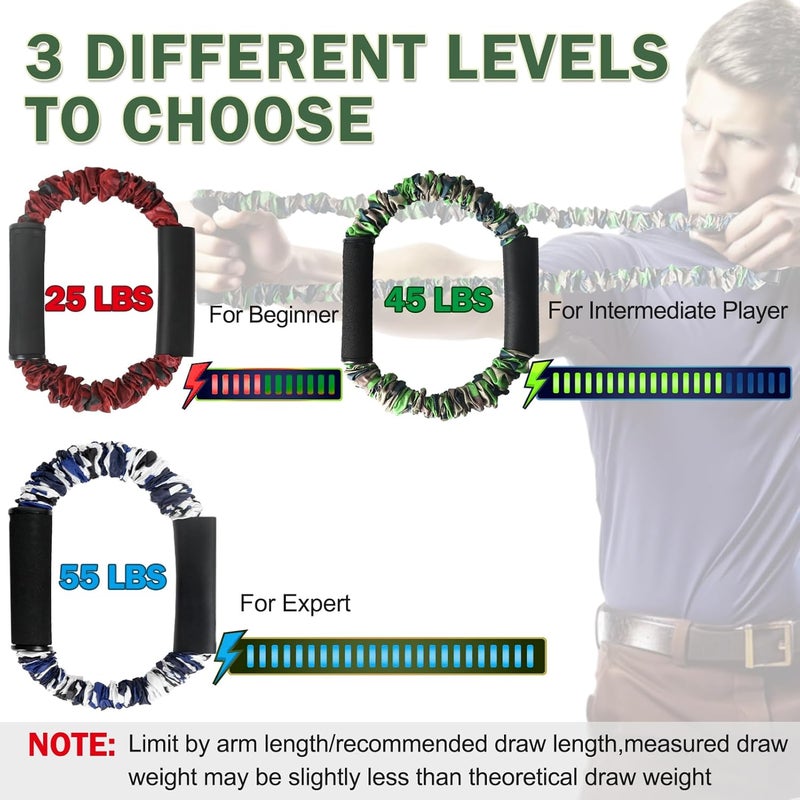 AzReference Archery Bow Trainer, 25 45 55 Lbs Archery Band Draw Exerciser Training, Rubber Strength Training Bands for Recurve Bow Compound Shooting Beginner Experts - Image 2